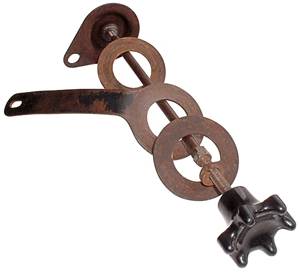 Norton steering damper assembly for Model 500T Trials Norton Nut's Norton steering damper assembly for Model 500T Trials