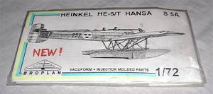 Broplan 1/72 vac form Heinkel HE-5/T Hansa S5A kit Norton Nut's Broplan 1/72 vac form Heinkel HE-5/T Hansa S5A kit