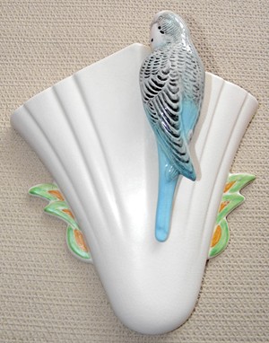 Sylvac Blue Budgie Wall Pocket Vase No 1956 Norton Nut's Sylvac Blue Budgie Wall Pocket Vase No 1956
