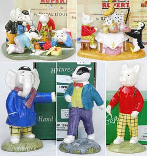 Doulton / Beswick - Rupert - 2 Tableaus And 3 Figurines Norton Nut's Doulton / Beswick - Rupert - 2 Tableaus And 3 Figurines