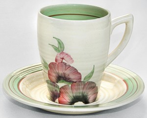 Clarice Cliff Coffee Cup And Saucer "Viscaria" Norton Nut's Clarice Cliff Coffee Cup And Saucer "Viscaria"
