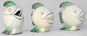 Clarice Cliff Green Angel Fish Cruet Set Norton Nut's Clarice Cliff Green Angel Fish Cruet Set