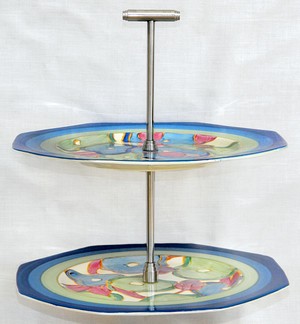 Stunning Clarice Cliff Cake Stand - Blue Chintz Pattern Norton Nut's Stunning Clarice Cliff Cake Stand - Blue Chintz Pattern
