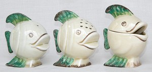 Clarice Cliff Green Angel Fish Cruet Set Norton Nut's Clarice Cliff Green Angel Fish Cruet Set